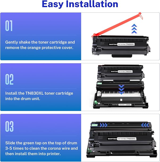 Compatible TN830XL Toner Cartridge Replacement for Brother TN830XL TN830 XL TN-830XL Work with HL-L2405W HL-L2460DW HL-L2420DW HL-L2480DW DCP-L2640DW MFC-L2820DW MFC-L2900DW Printer (4 Pack)
