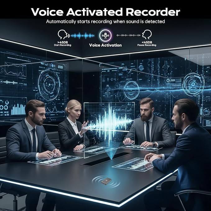 64GB Magnetic Voice Recorder - Lymorvex Voice Activated Recorder AI-Intelligent Noise Reduction, 4800 Hours Recording Device & USB-C Audio Recorder for Lectures, Interviews, Meetings