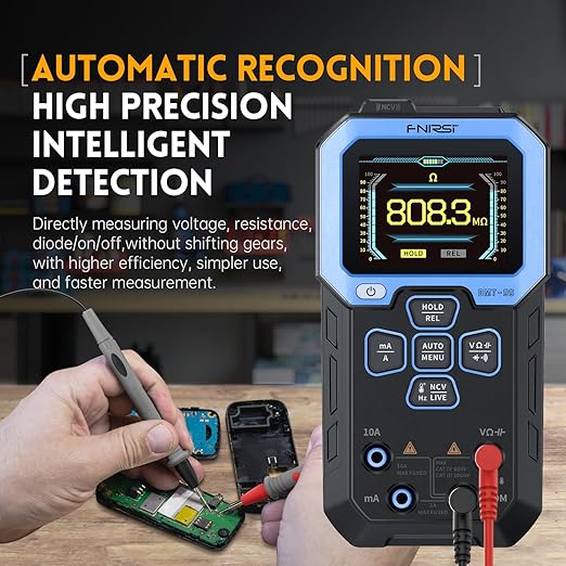 FNIRSI DMT-99 Digital Multimeter 9999 Counts TRMS, Rechargeable Auto-Ranging Volt Meter with Recording and Monitoring Data Mode, Resistance, Capacitance, Diode, Frequency, NCV, Current Voltage Tester