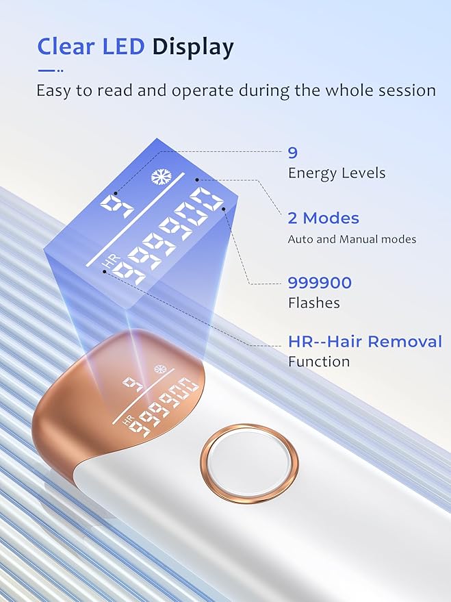 Ubroo Laser Hair Removal,IPL Hair Removal Device with 5℃ Ice Cooling,At-Home Laser Hair Removal for Women & Men,Body Legs Armpits Use (Gold)