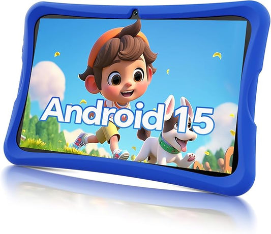 DigiLand 10.1 Inch Kids Tablet, Android 15 Tablet for Kids,6G+32GB up to 128GB,6000mAh Battery,Dual Camera,WiFi,BT 5.0,Best Electronics Tablets Gift for Kids,Shockproof Protective Case (Blue)