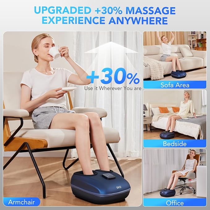 SKG YS100 Shiatsu Foot Massager with Heat and Remote, Feet Massager with 3 Air Compression Modes, for Plantar Fasciitis, Fits up to Size 13 for Men Women Dad Gifts