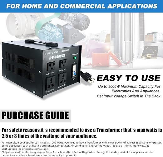 YaeCCC 3000VA Voltage Transformer Power Converter 110V/220V Converter AC-AC 3000VA