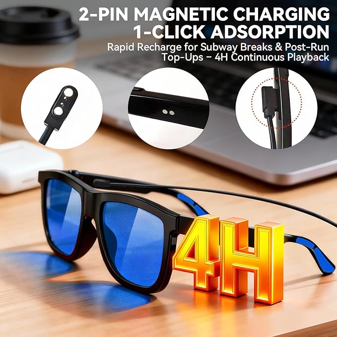 2026 Smart Audio Glasses with Electrochromic Lenses, Adjustable Tint Sunglasses for Driving,Travel,Daily Use,Open Ear Bluetooth 5.4, AI Translation, Premium Tech Gadget Gift for Men Women