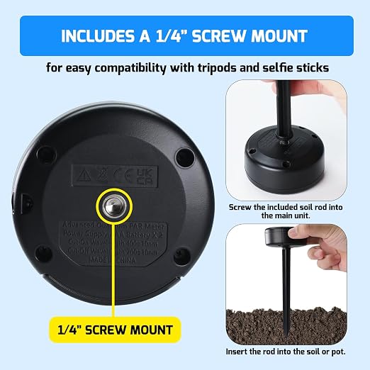 DLI Light Meter 2 in 1 PAR DLI Meter, 400-700nm Sunlight Meter Measure PPFD and DLI (Daily Light Integral), Record and Export 5 Years of Data, Light Measurement Tool for for Lawn, Garden, Plants