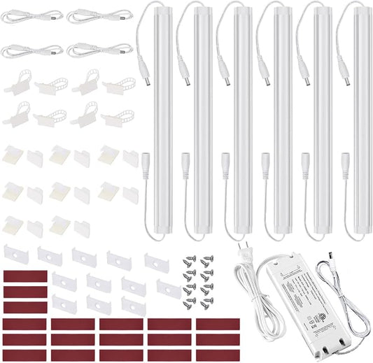Litever Under Cabinet LED Lighting Kit Dimmable by AC Wall Dimmer. Plug in or Hardwired LED Driver. Super Bright Linkable Light Bar for Kitchen Cabinet Counter Shelf. 35W 2000 Lumen. Daylight 5000K