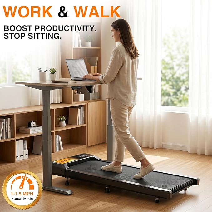 Gkyet Gold Walking Pad with 5% Incline, 2.5HP Quiet Under Desk Treadmill for Home Office, 265 LBS Capacity, Portable Slim Walking Pad Treadmill with Remote Control, Small Treadmill for Apartment