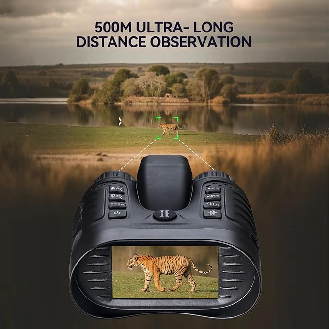 Night Vision Goggles with AI Smart Rangefinder,4K Video Full Dark HD Night Vision Binoculars for Hunting, 8X Digital Zoom with 32GB SD Card,USB-C Rechargeable