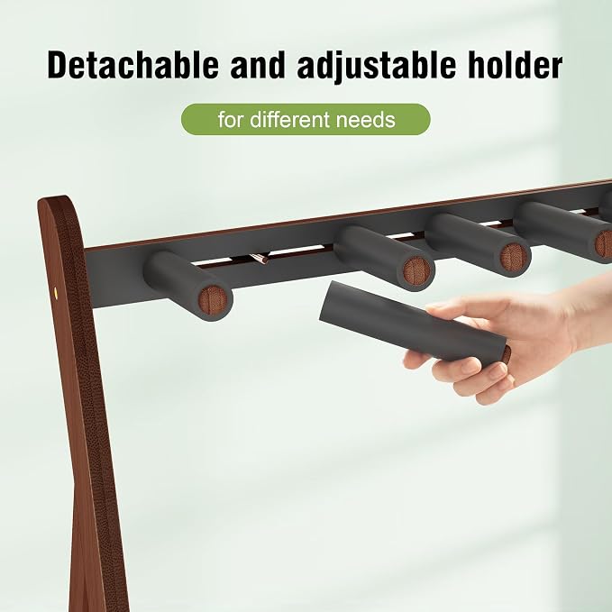Guitar Stand Rack, Multi-Guitar Display Rack Adjustable Bamboo Guitars Holder Electric Guitar Stands Floor Storage for Bass Acoustic, Home Studio, Band Stage