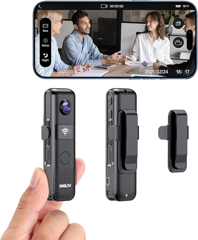 BOBLOV C18 128G WiFi Body Camera: One-Touch Recording and Small OLED Screen for User Friendly, 4Hours Recording, 1080P Wearable Cam with 1/4" Tripod Thread for Biking, Security, Personal Use