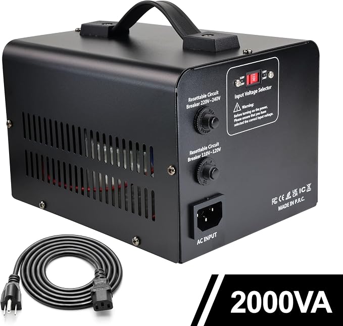 Yinleader 2000W Step Up/Down Transformer,Convert 110/120V to 220/240 Volt OR Convert 220V to 110V Voltage Converter with 2US&2 EU outlets [110V US Power Cord Included Only, No 220V Cord]