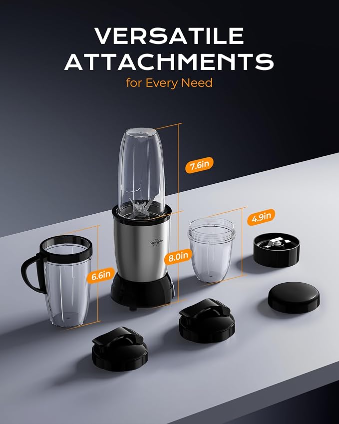 Sangcon 1000w Smoothie Blender for Kitchen, Blender for Smoothies, with 37oz/32oz/22oz Bpa-Free Cups – Upgraded Portable Personal Blenders for Shakes, Frozen fruit, Baby Food, Spice Grinding & More