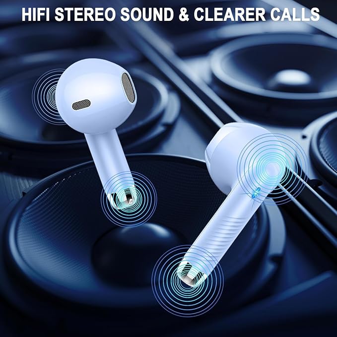 Wireless Earbuds Bluetooth 5.4 , Ear Buds LED Power Display Headphones 6D Stereo, Bluetooth Earbuds in-Ear Noise Cancelling Mic, 40H Playback Mini Case IP7 Waterproof Sports Earphones for Android iOS
