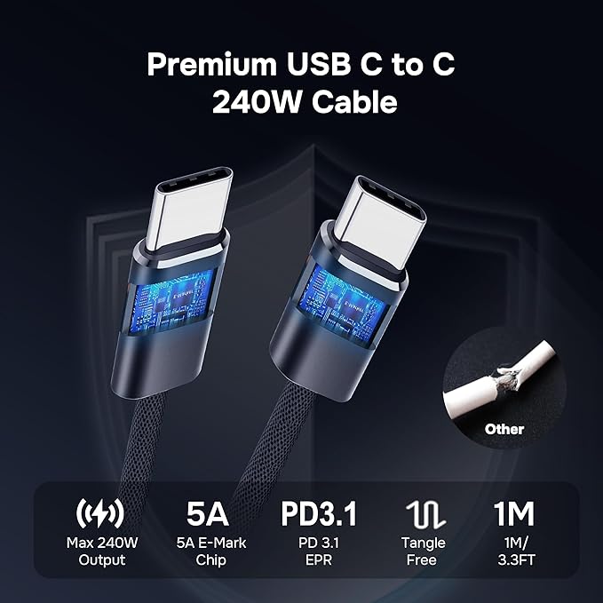 TENTECH USB C Car Charger, 170W 2-Port Superfast Car Charger Adapter,PD3.1/QC Cigarette Lighter USB C Charger for MacBook, iPhone 17/16/15, iPad, AirPods, Android,Samsung with LED Voltage Display