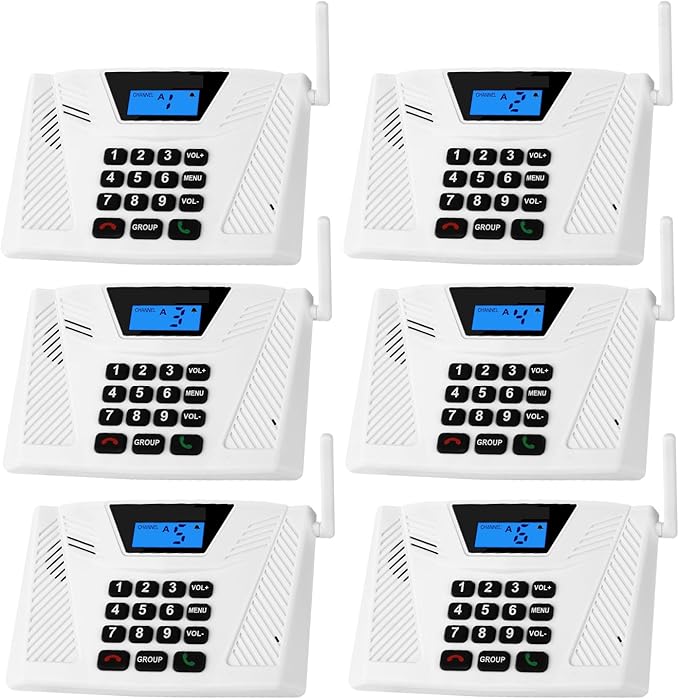 Intercoms Wireless for Home Hands Free, 2024 Upgraded Intercom 5300ft with Automatic Answer, 9 Channel Full Duplex Home Intercom System Fit for Hospital Business House(6 Packs White) ﻿