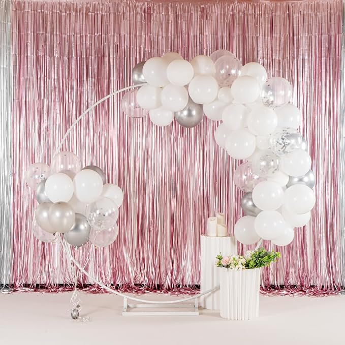 Restaurantware-Balloonify Balloon Garland Set, 1 Party Decoration Kit - 70 Balloons, With Chain, White & Silver Latex Balloon Arch Kit, Includes Glue Dots