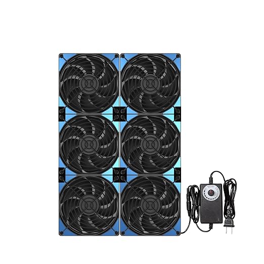 Upgraded 120mmx6 720mm Adjustable PC Ventilation&Exhaust Fan with Speed Controller for Flexible Arrange Greenhouse Server Rack GPU Mining Rig Crawl Space Electronics Cabinet Attic Shed Cooling