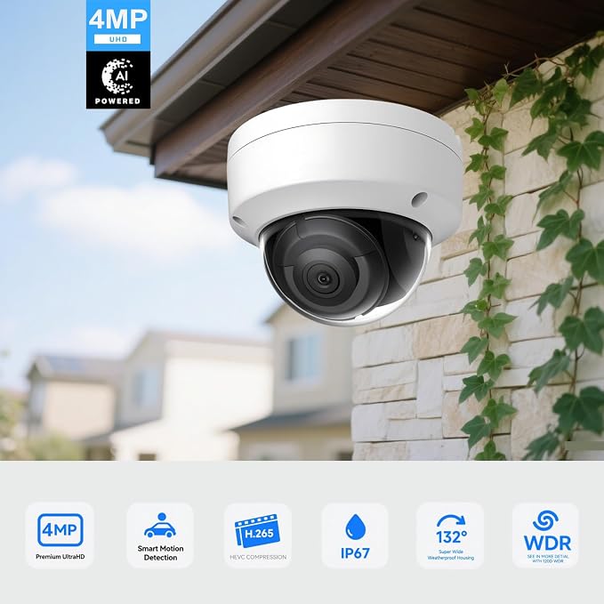 DS-2CD2143G2-I 4MP AcuSense POE IP Dome Camera Outdoor, 2.8mm Wide Angle, 3-Axis, WDR, IP67, IK10, H.265+ with Human and Vehicle Detection, Work with Ⲏіkconnect