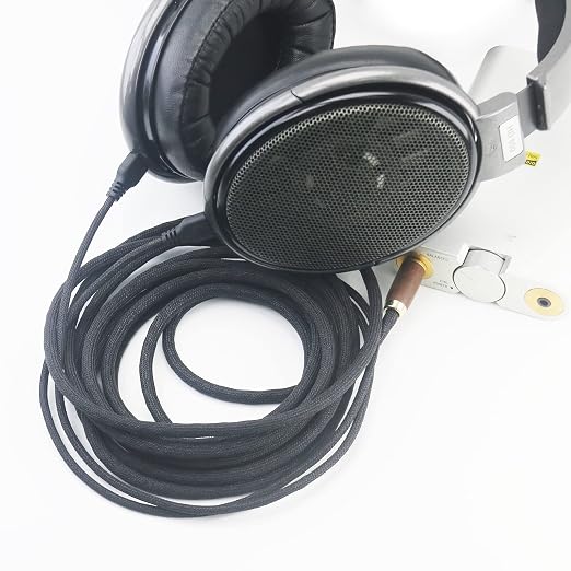 NewFantasia 4.4mm Balanced Cable Replacement Upgrade Cable Compatible with Sennheiser HD600, HD650, HD580, HD660S, HD58X, HD660S2, HD6XX Headphone 7N OCC Copper Silver Plated Cord Walnut Wood Shell