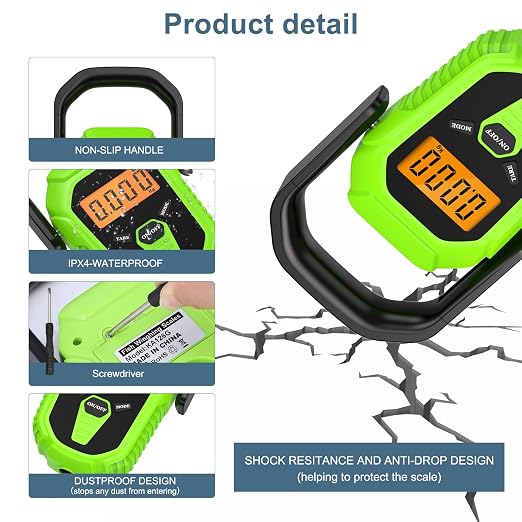 Digital Fishing Scale, Digital Hanging Scale with Lip Gripper, Portable Luggage Scale, 110lb/50kg Weight Max, High Contrast Hanging Weigher for Boat, Fishing Gifts for Men