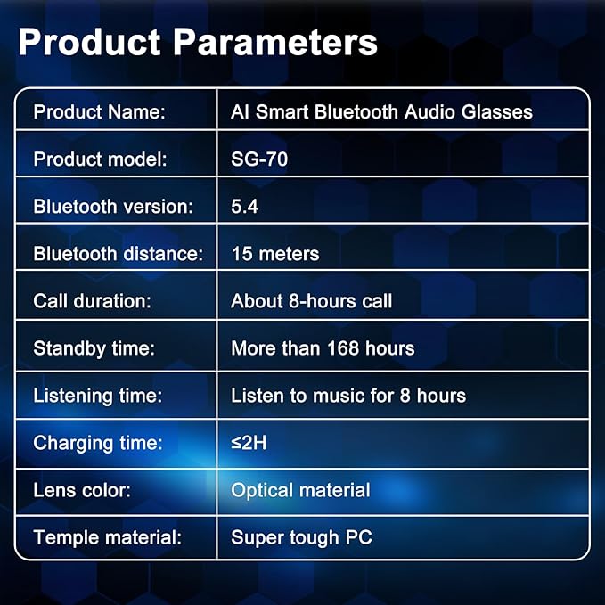 AI Smart Glasses for Men & Women, HD Camera Glasses, Video Recorder, AI Real time Translation, Music Playback, Hands-Free Calls, 4 Color Lenses for Daily Use,Travel