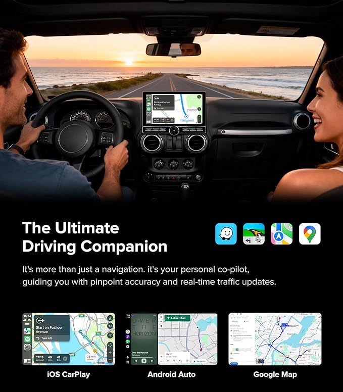 4G+64GB Car Stereo for Jeep Wrangler JK 2007-2018, Dodge Ram 1500 2500 Radio Upgrade-Wireless CarPlay Android Auto with Physical Volume Knob Keybutton, QLED Touch Screen, Backup Camera