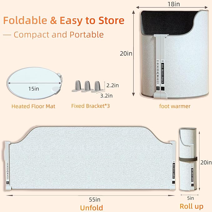 Under Desk Heater, 150W Quiet Foot Warmers for Feet with Detachable Foot Heating Pad, Graphene Radiant Heat Panel with Thermostat & Timer, Portable Energy-Saving for Office/Home chochoyah