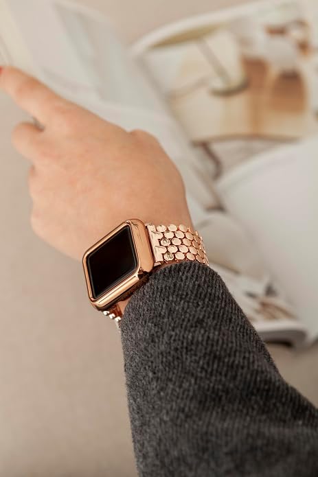 My Pretty Strap - Compatible Apple Watch Band Strap, Stainless Steel Fashion iWatch Replacement Strap- Easy Resizing, No Tool Needed, Fits Most Wrists- Series 1-11, SE and Ultra