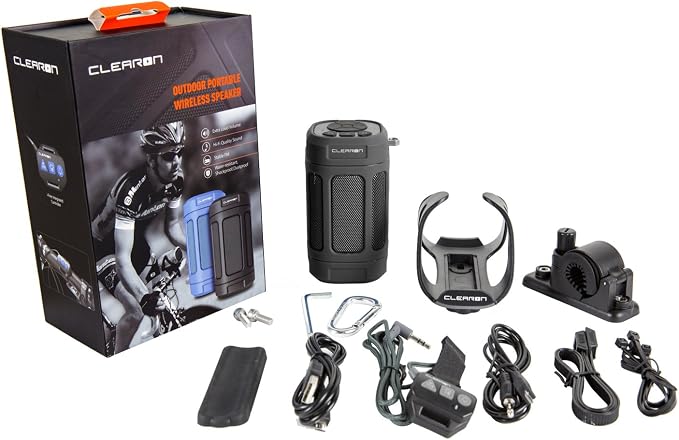 – Wireless Waterproof Portable Bluetooth 5.0 Speaker with Bike Mount & Remote – Premium Sound Quality & Loud 8W Mini Speaker – 10 Hours of Playtime (Black)