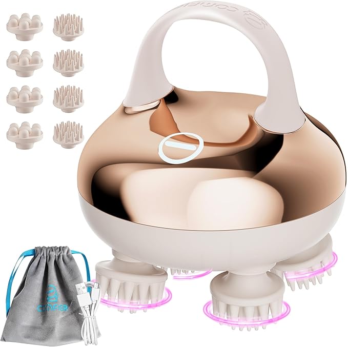 COMFIER Cordless Scalp Massager with 3 kneading Modes, [2026] Gift for Men,Women,Waterproof Head Massage with 8 Claws for Deep Cleansing,Head Scratcher,Body Massager,Cat Massage