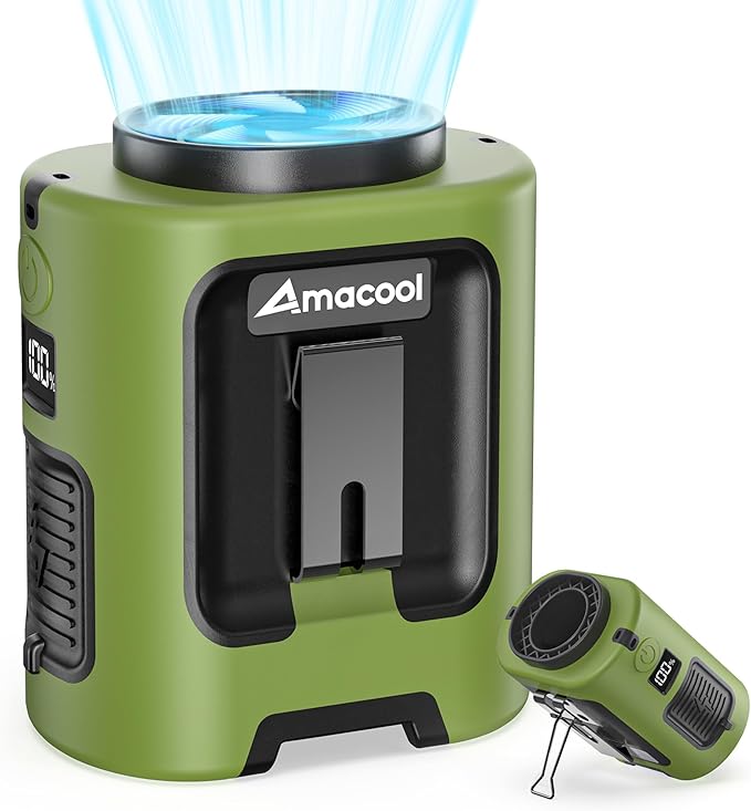 AMACOOL Mini Portable Waist Fan Clip on, Gifts for Father Him Men Dad Husband, 13000RPM Rapid-Cooling Personal Neck Fans, Wearable Shirt Belt Fan for Women Men Outdoor Work Jobsite Travel Camping