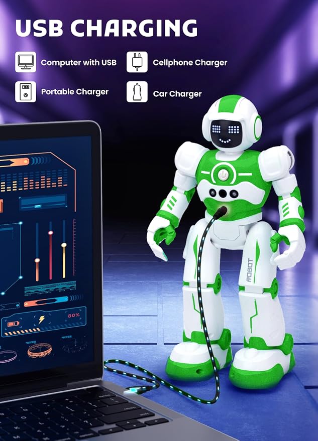 Robot Toys for Kids,Programmable Remote Control Smart Walking Dancing Robot Toy with Gesture & Sensing for Age 4 5 6 7 8 9 10 Year Old Boys Girls for Birthday Present,Green