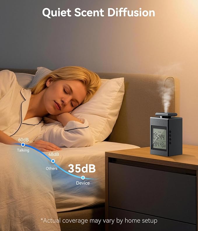 Essential Oil Diffuser, 1000 Sq.Ft Waterless Diffuser, Wireless, Battery Operated & Rechargeable, 7 Timers & 7 Mist Levels, Oil Diffuser for Office, Home, Large Room, Inky Black