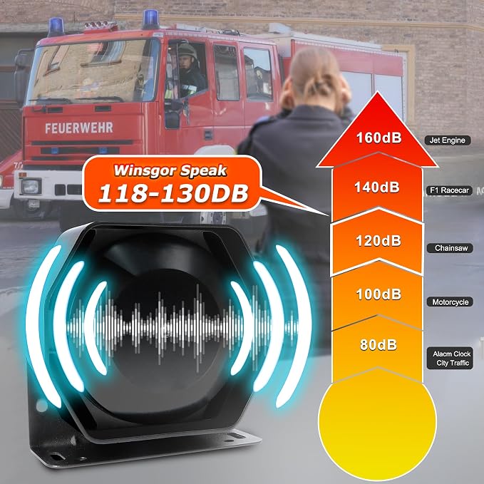 Police Siren for Car 8 Tones Warning Emergency Siren PA System with Handheld Microphone 12V 200W for The Ambulance,Fire Truck,Engineering Siren for Vehicle
