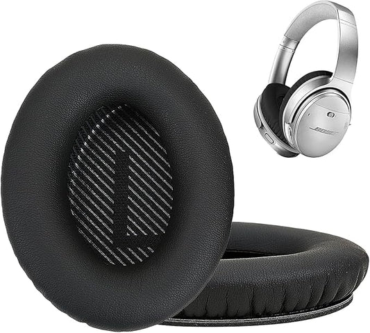 Ear Cushions Replacement for Bose QuietComfort 35 QC35 QC35ii QC45 QC25 QC15 with Upgraded Memory Foam& Durable Protein Leather (Black)