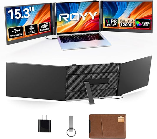 15.3" Laptop Screen Extender Portable, One Cable Connection Double Laptop Monitor FHD 1080P IPS, Ultra Thin Dual Monitor for 13-17" Laptops, Plug&Play Compatiable with Win/Mac/Chrome/Android/Switch