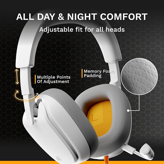 GLORIOUS GHS Eternal - Stereo Gaming Headset for PC, PS5, PS4, Xbox, Switch - Custom Tuned Angled Drivers, Adjustable Crystal Clear Detachable Mic, 3.5mm - Durable, All Day/Night Comfort - White