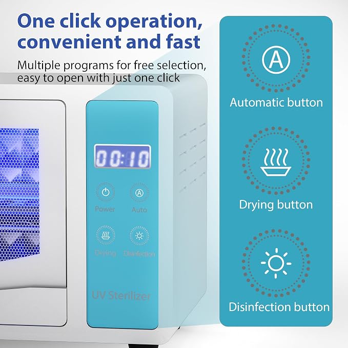 Sterilizer Cabinet for Esthetician, 10L Tool Machine with Timer Setting, Disinfection Sterilizer Cabinet for Nail Tools Tableware Toys, Cabinet Box Use Home & Commercial, White