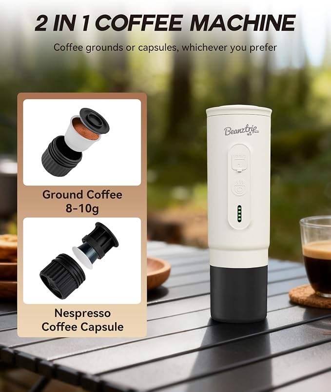 H02 PRO Portable Electric Espresso Maker, Portable Coffee Machine Compatible with NS Capsule Original Pods & Ground Coffee, Mini Travel Espresso maker for Camping, Hiking, RV
