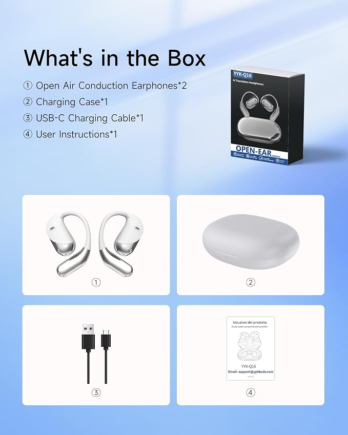 Paekole Ultra Open Ear Headphones, Over Ear Bone Conduction Earbuds with Study Work,Bluetooth Headphones 6.1 with Digital Display,60H Playtime,IP55 Waterproof, Comfort for Cycling,Running,Workout