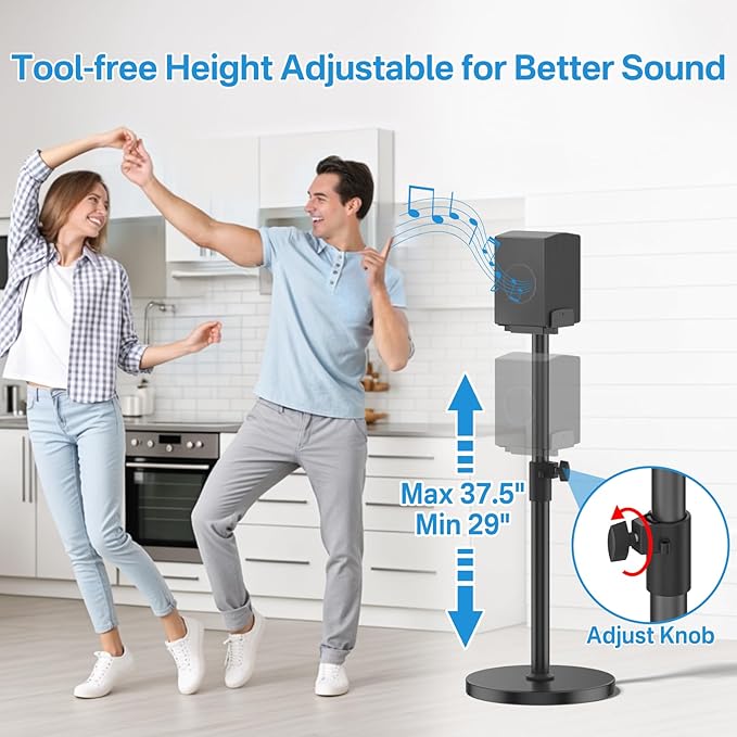 Adjustable Speaker Stand Pair for Samsung Rear Speaker Stand-Q990F/Q930F/Q990H/Q990D/Q990C/SWA-9500S/SWA-W200D, 5"–11" Dual Side Clamp, 29"–37.5" Height Adjust for Samsung Surround Sound WR Cable Mgmt