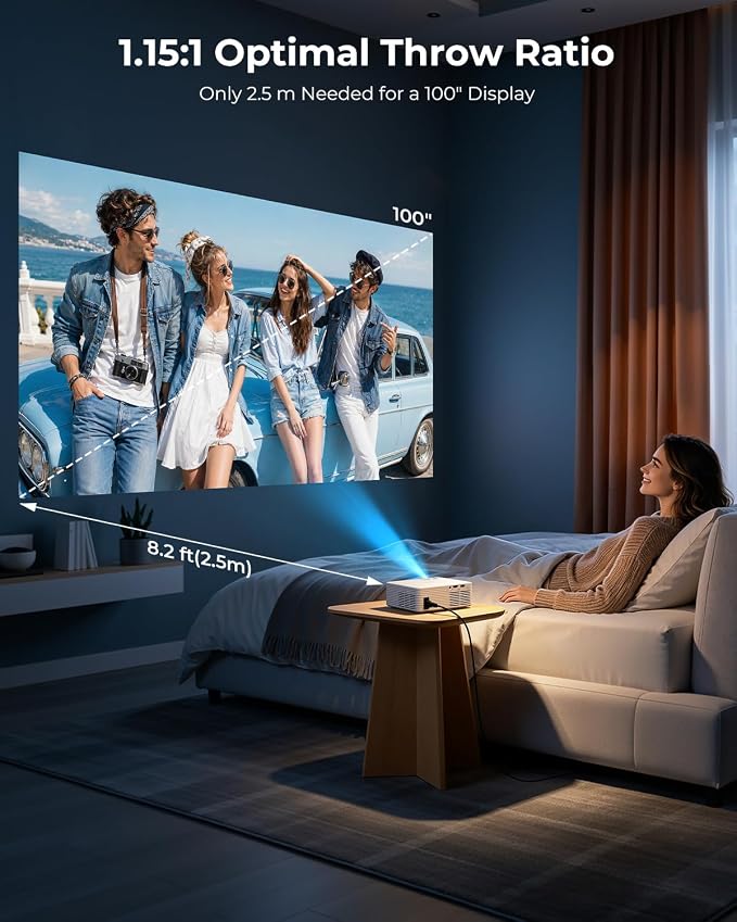 Mini Projector for iPhone, ELEPHAS Portable Projector for Bedroom | Built-in Speaker, 1080P Support, Small Pocket Movie Proyector Compatible with Android/iOS/Windows/TV Stick/HDMI/USB