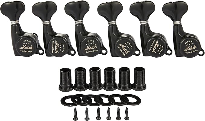 KAISH 18:1 Gear Ratio Guitar Locking Tuners Machine Heads Guitar Locking Tuning Keys Pegs for Strat/Tele/LP/SG most Electric or Acoustic Guitars Black