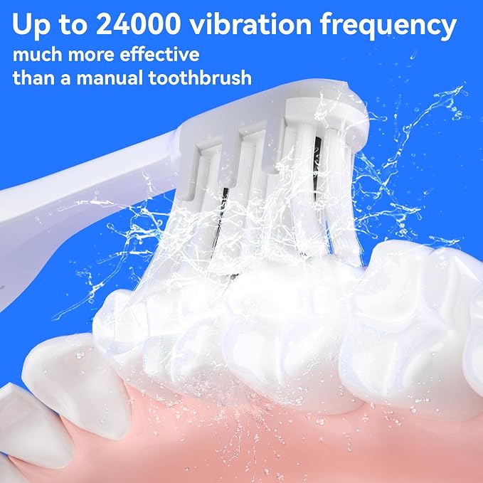SEAGO Electric Toothbrush for Adults - 3 in 1 Holder with 8 pcs Replaceable Brush Battery Operated Travel Toothbrush kit Portable and 2 Minute Timer(Black, Middle)