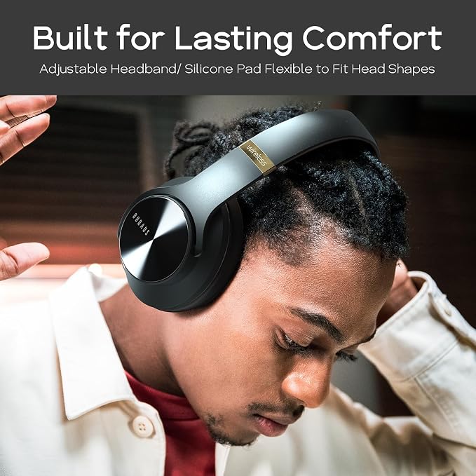 DOQAUS Bluetooth Headphones Over Ear, 90H Playtime, 3 EQ Modes, HiFi Audio, ENC Mic, Reinforced Durable Frame & Soft Earpads for Extended Wear, Phone, PC, Travel