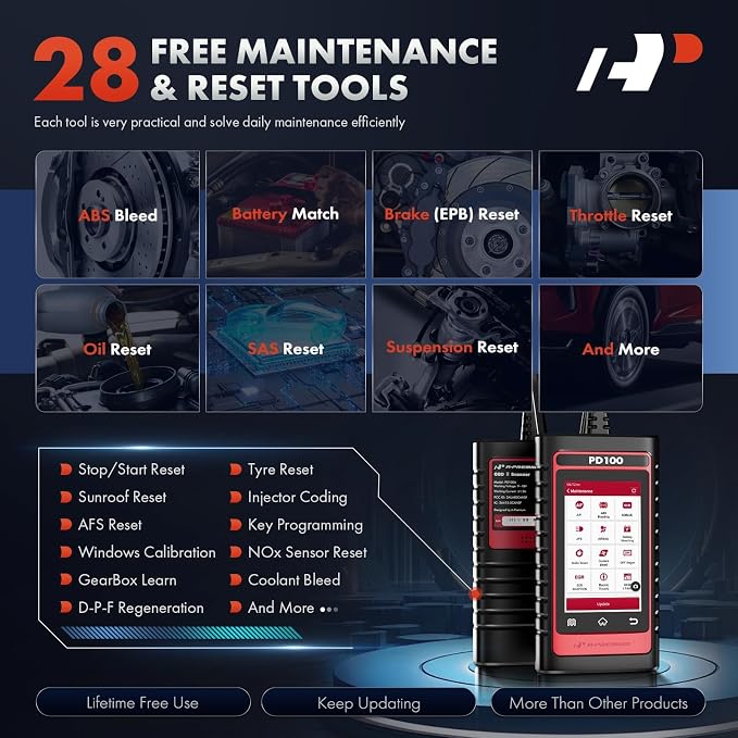 A-Premium 2025 PD100A for VW Audi Skoda Seat Full System OBD2 Scanner Diagnostic Tool, Bi-Directional Code Read Scan Tool, Full Reset (Engine/ABS/Oil/EPB/...), Battery Register, Live Data, AutoVIN