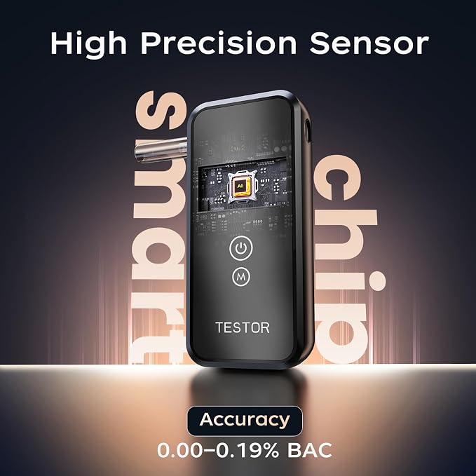 Portable Breathalyzers for Alcohol, Advanced High Accuracy Personal Breathalyzer with Reusable Mouthpieces, Handheld LCD Digital Display Alcohol Breathalyzer Tester for Personal Home Use