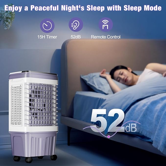 Portable Air Conditioners, 3000 CFM Swamp Cooler, Evaporative Air Cooler with 6.87 Gal Water Tank, 3 Speeds & 4 Modes, 120° Oscillation, 15H Timer Air Cooler for Home, Kitchen, Bedroom