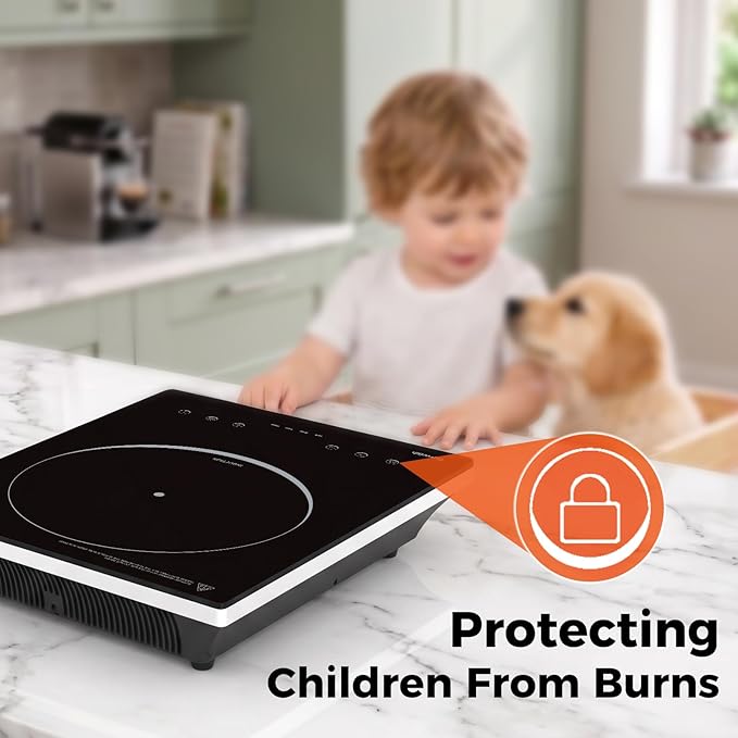 Induction Cooktop, TOPWISH Portable Hot Plate Electric Induction Burner, 10 Temp Levels up to 464°F, 110-120V Electric Stove Top Cooker with High Energy Efficiency & Kids Lock for Cooking, 1600W