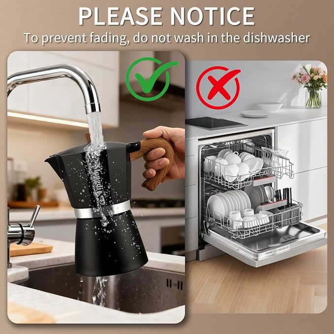 Mongdio Stovetop Espresso Maker Moka Pot, Cuban Coffee Maker Stove top coffee maker Moka Italian Espresso Greca Coffee Maker Brewer Percolator, 12 Espresso Cups, 20 oz - Black